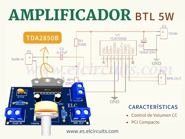 amplificador-btl-5w-tda2850b-es.elcircuits.com